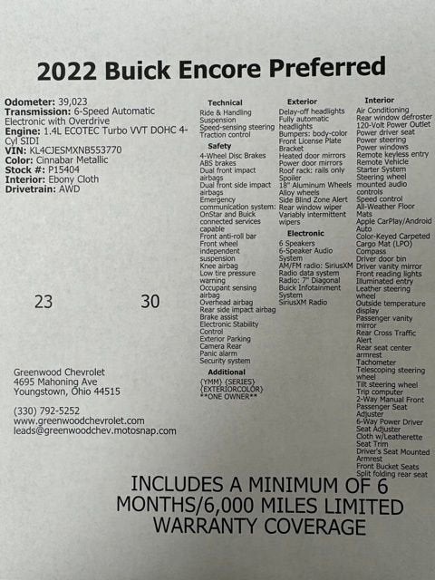 2022 Buick Encore Preferred