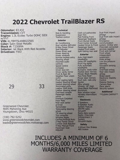 2022 Chevrolet Trailblazer RS
