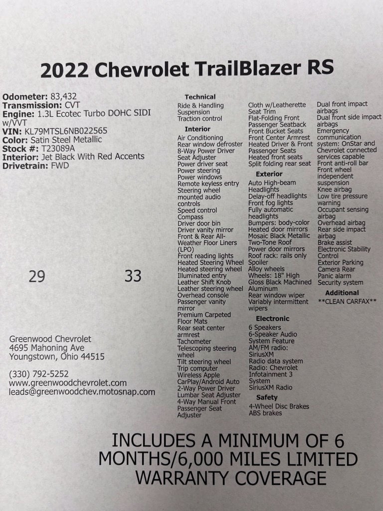 2022 Chevrolet Trailblazer RS