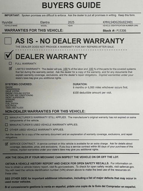 2025 Hyundai Elantra SEL Convenience