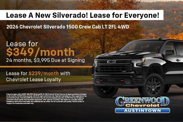 Silverado with payments on fall background